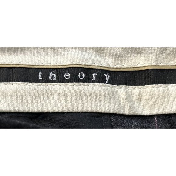 Theory Wool Trousers Gray Purple Stripes Strait Cut Size 6 - Picture 8 of 10